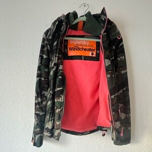 SUPERDRY camouflage Womens Windcheater Hooded Windbreaker Jacket. Size SX